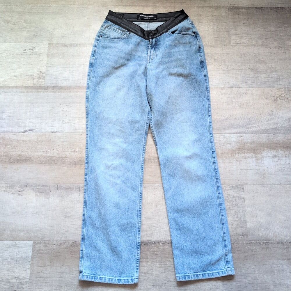Social Tourist Ultra High Rise Straight Jeans Womens 27 5R Blue Stretch